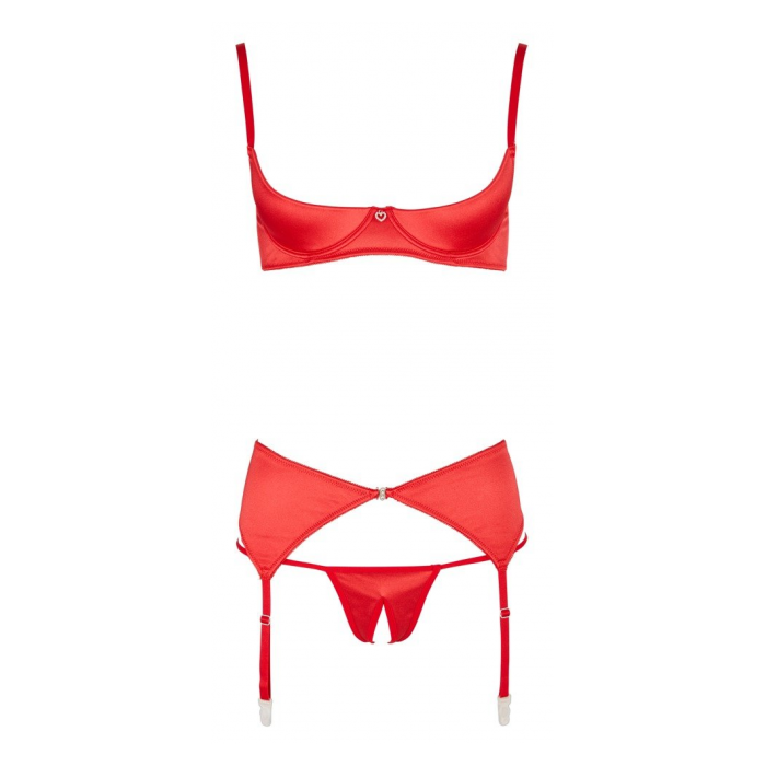 CONJUNTO ABIERTO 3 PZS ROJO de cotelli lingerie-2220962