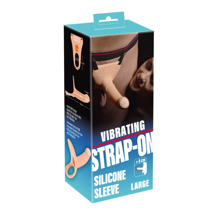 VIBRATING STRAP-ON SILICONE SLEEVE LARGE 6 CM-594601