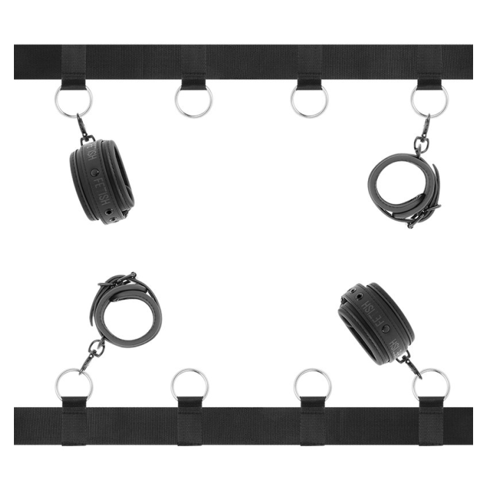 FETISH SUBMISSIVE BED BINDING SET WITH ADJUSTABLE RINGS