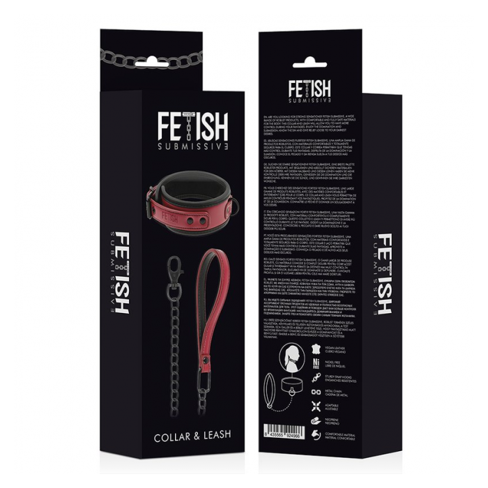 FETISH SUBMISSIVE COLLAR WITH LEASH