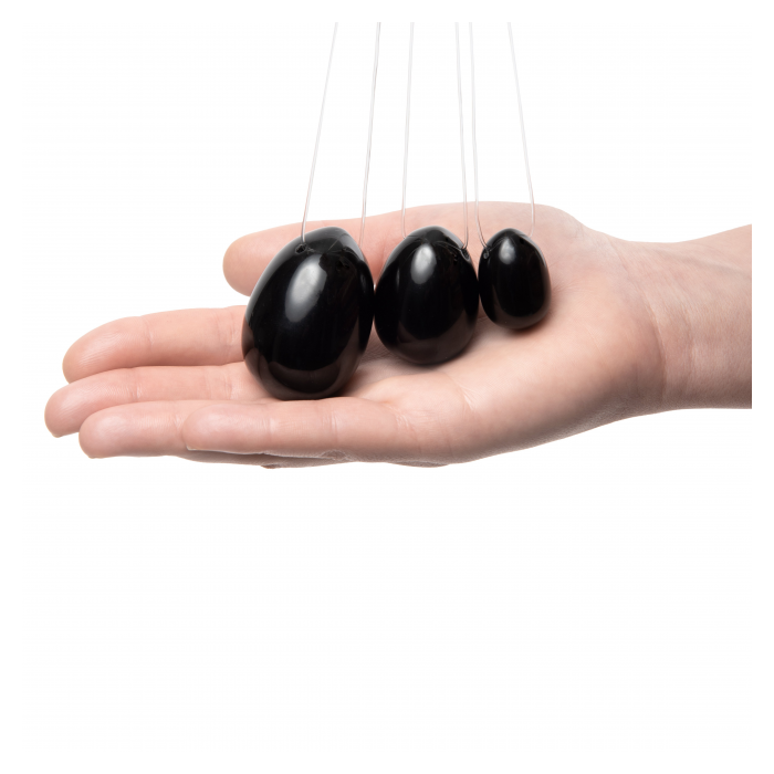 LA GEMMES YONI BLACK OBSIDIAN EGG SET