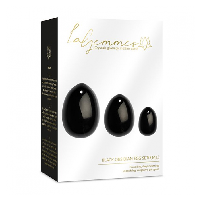 LA GEMMES YONI BLACK OBSIDIAN EGG SET