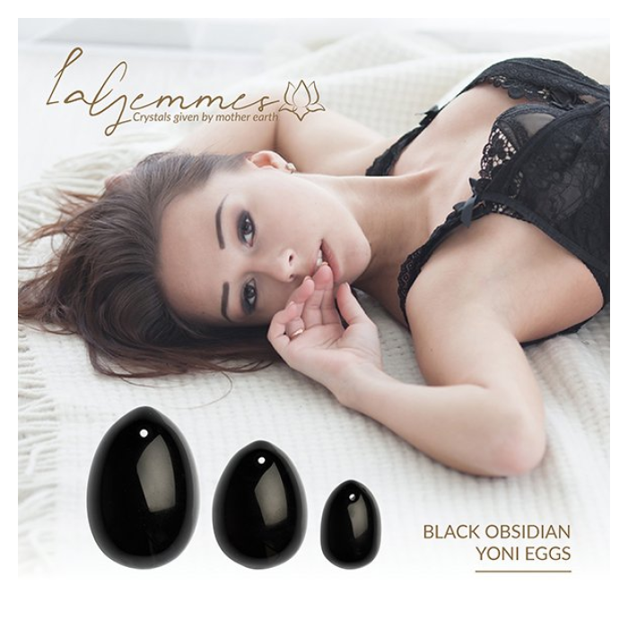 LA GEMMES YONI BLACK OBSIDIAN EGG SET