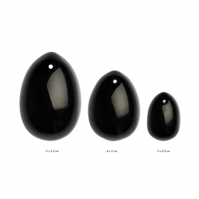 LA GEMMES YONI BLACK OBSIDIAN EGG SET