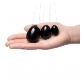 LA GEMMES YONI BLACK OBSIDIAN EGG SET