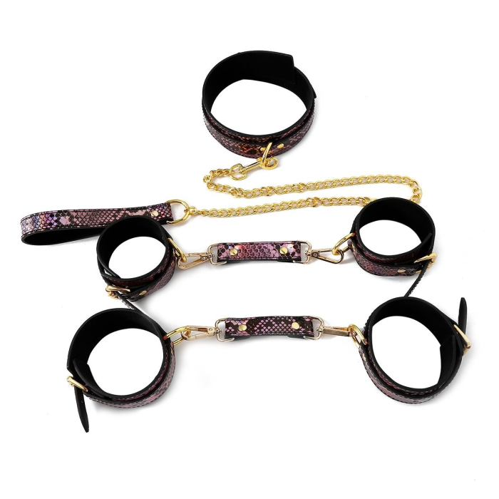 3 PIECE SET BDSM- GOLD-PINK REPTILE