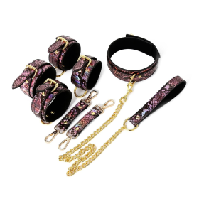 3 PIECE SET BDSM- GOLD-PINK REPTILE