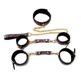 3 PIECE SET BDSM- GOLD-PINK REPTILE