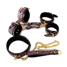 3 PIECE SET BDSM- GOLD-PINK REPTILE