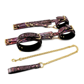 3 PIECE SET BDSM- GOLD-PINK REPTILE