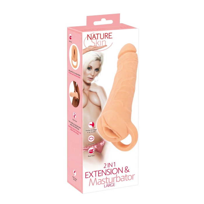 NATURESKIN 2 IN 1, LARGE -EXTENSION+MASTURBATOR